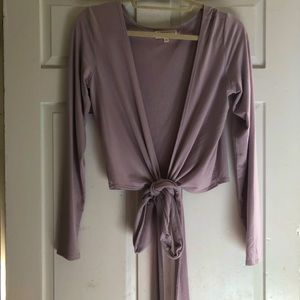 Synergy organic cotton cropped wrapped sweater